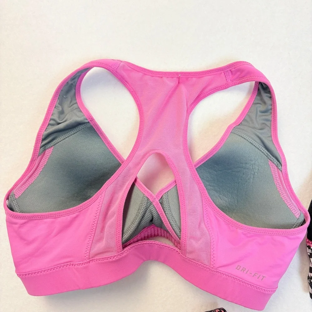 Lot of 3 Sports Bras Sweaty Betty & Nike Run Champion Pink Black Geometric Sz S